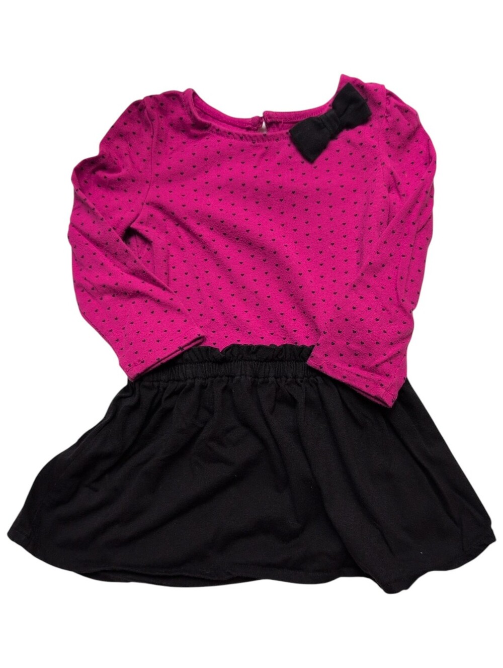 BABY GAP Pink And Black Polka Dot Long sleeve Dress